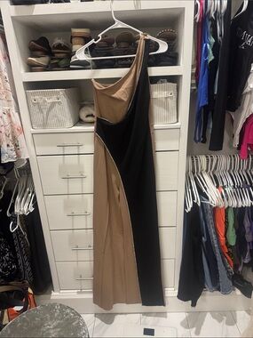Fashion Nova Two-Tone Asymmetric jumpsuit medium with rhinestones